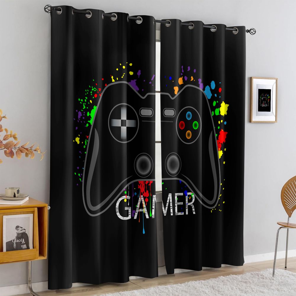 Home Decor Youtube Videos - 2-delige gamer videogame patroon gordijnen lichtblokkerende