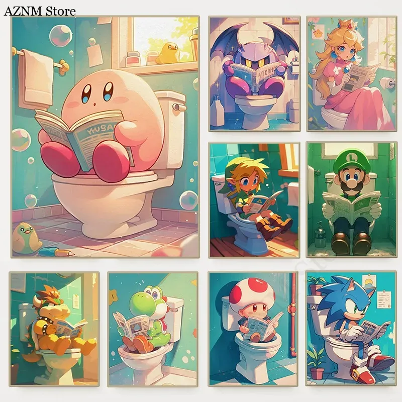Home Decor Games Free - Grappige Badkamer Cartoon Video Game Poster