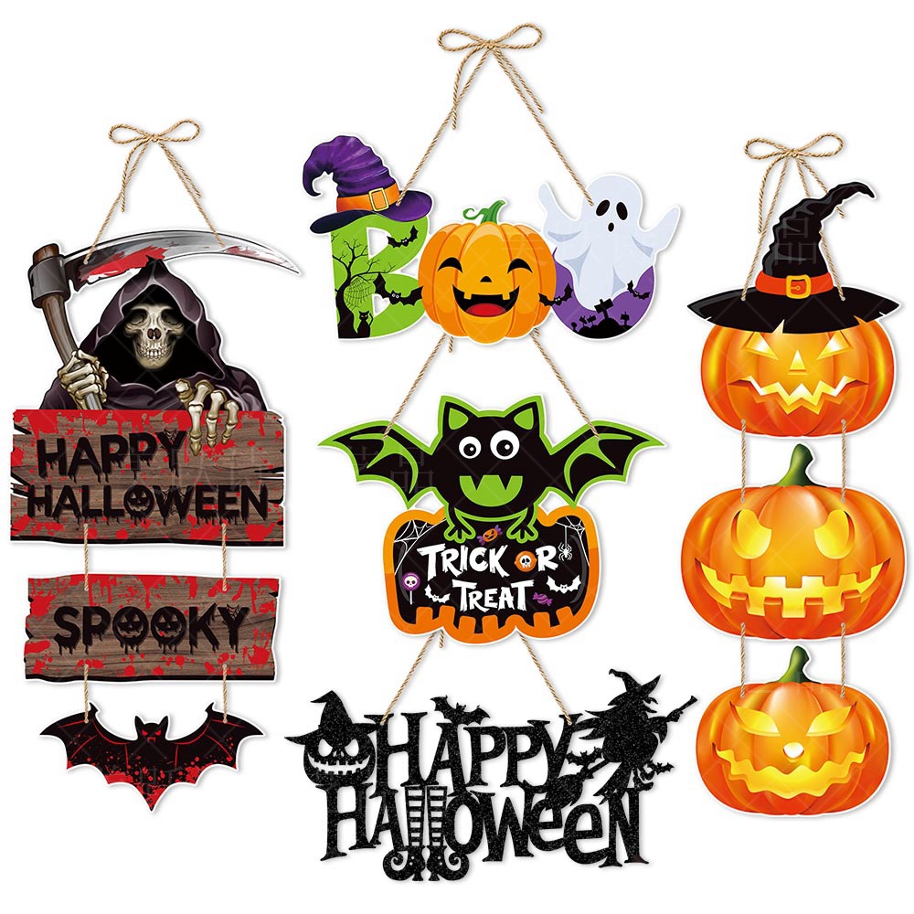 Home Decor Design - Halloween hangend bord met pompoen, vleermuis