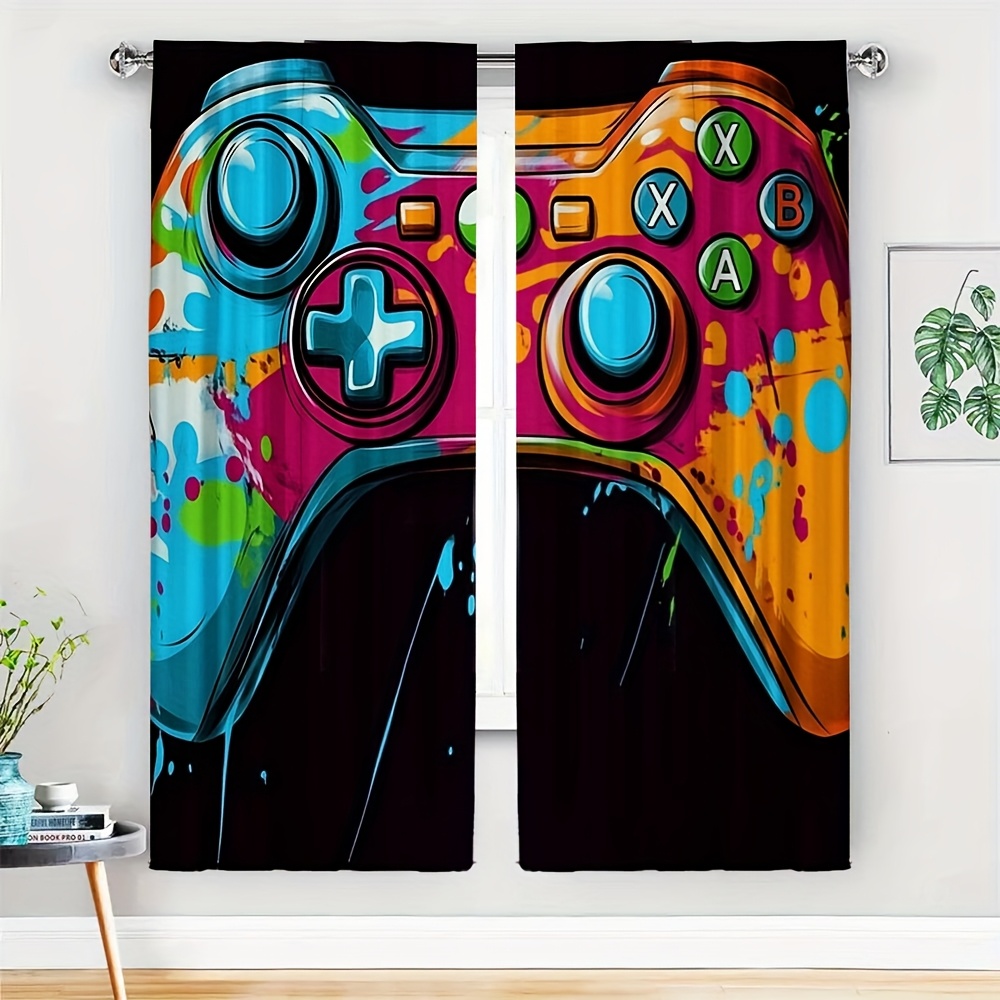 Home Decor Youtube Videos - 2PC Video Game Gamer Controller Gordijnen