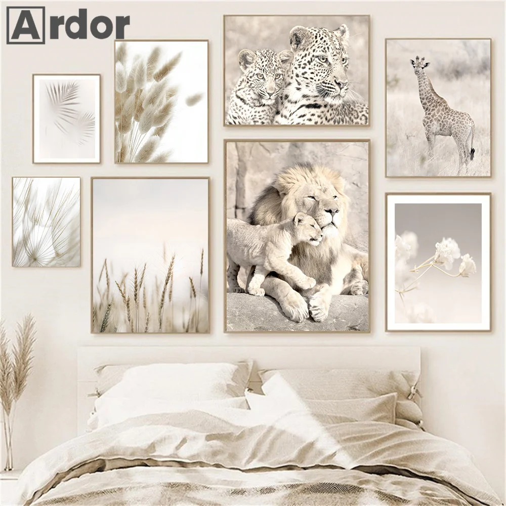 Sand Art Picture - Jungle Leeuw Luipaard Zand Paardenbloem Riet