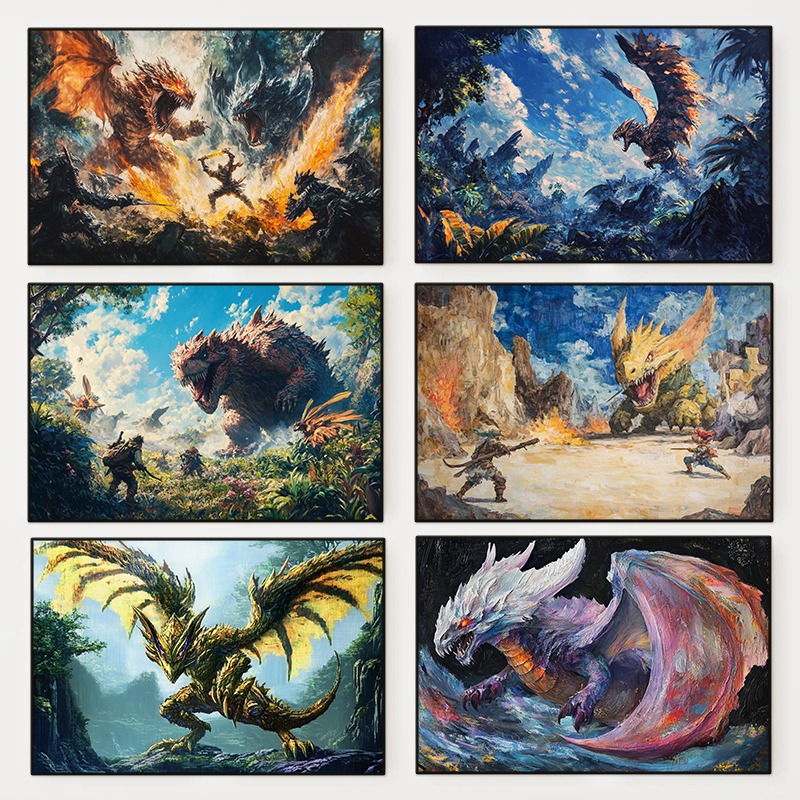 Home Decor Ai - 1 stuk frameloze Monster Hunter AI