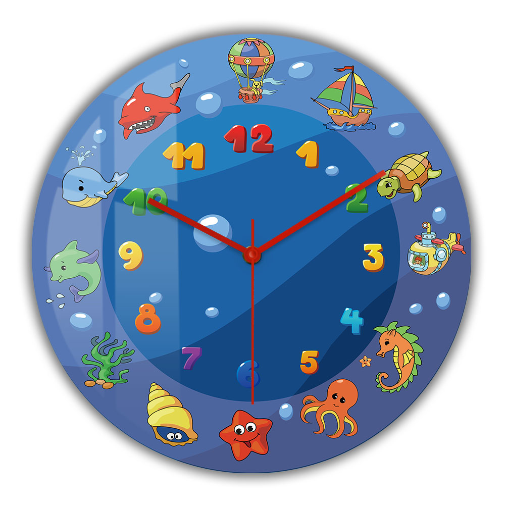 Home Decor Under 300 - Cartoon zeedieren blauwe wandklok voor kinderkamer
