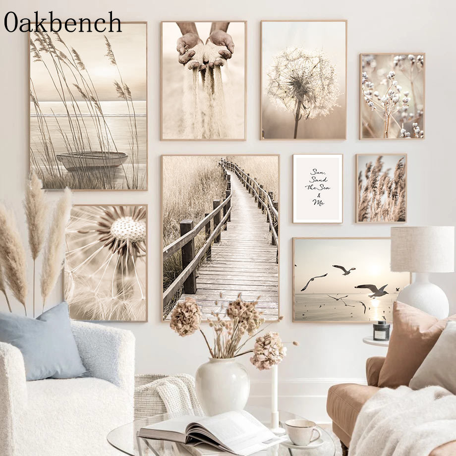 Beige Landschap Wall Art Reed  - Sand Art Picture recensie en prijs