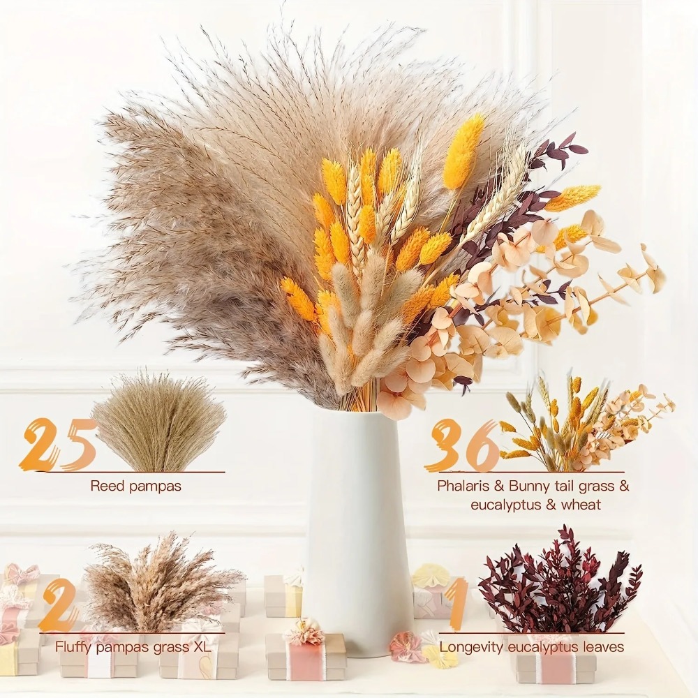 80 Stuks Natuurlijke Gedroogde - Pampas Grass Decor recensie en prijs