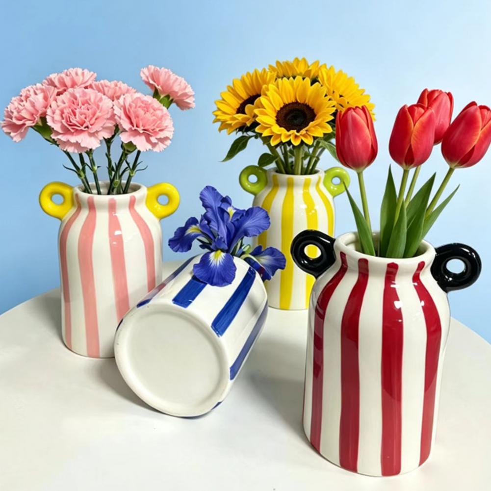 Keramische gestreepte bloempot - Pampas Grass Decor recensie en prijs