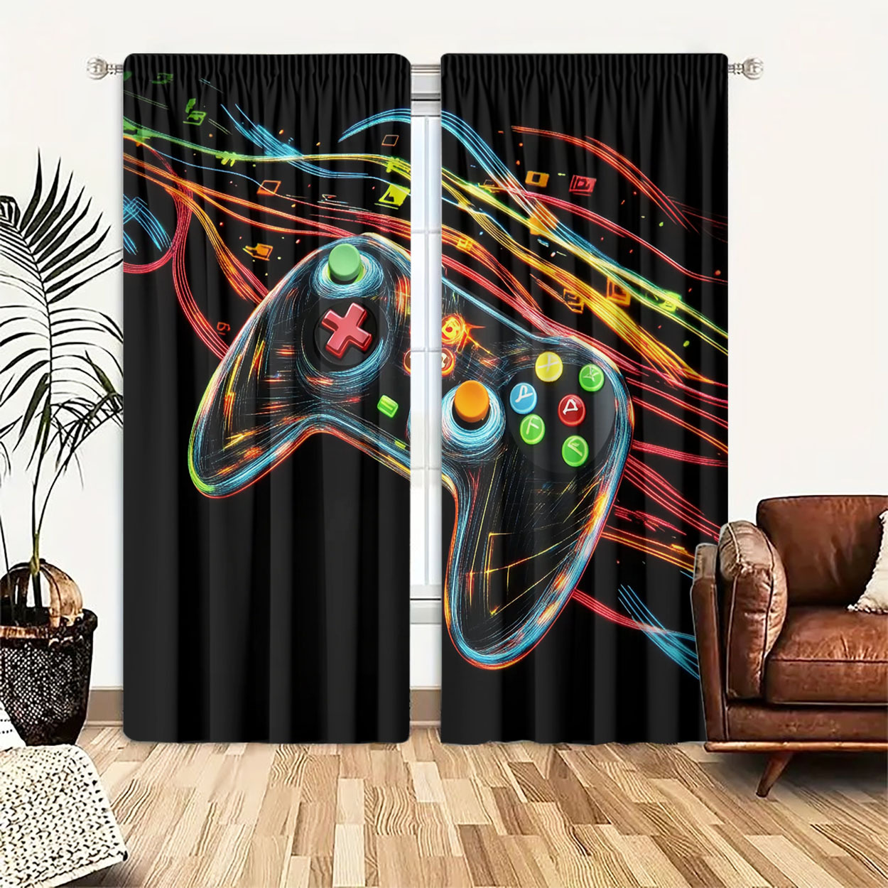 Neon Gaming Controller Gordijn - Home Decor Youtube Videos recensie en prijs