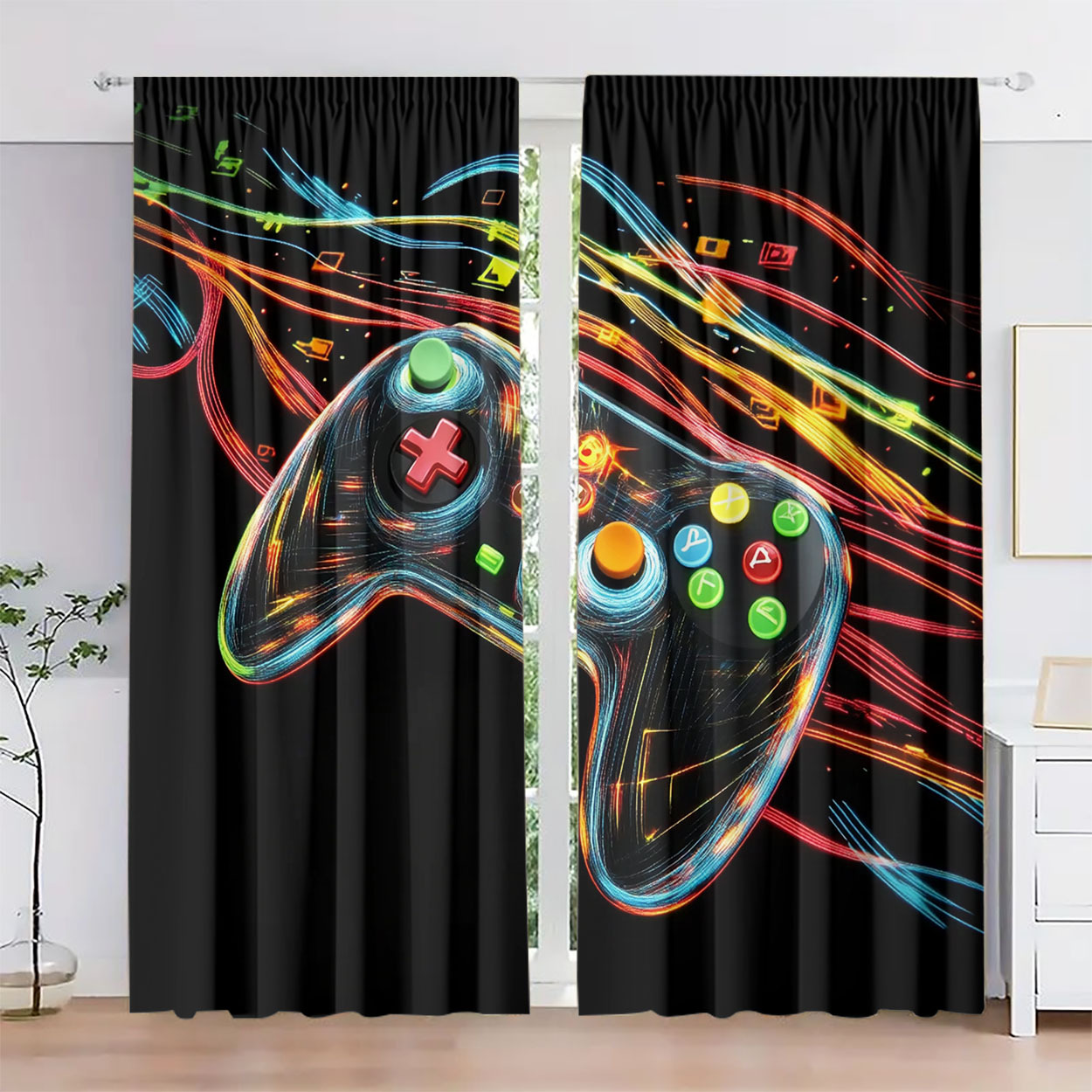 Neon Gaming Controller Gordijn - Home Decor Youtube Videos recensie en prijs
